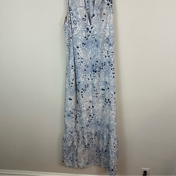 World Market | Blue Patterned Sleeveless Ruffle Bottom Midi Dress Size S/M NWT - Picture 6 of 7